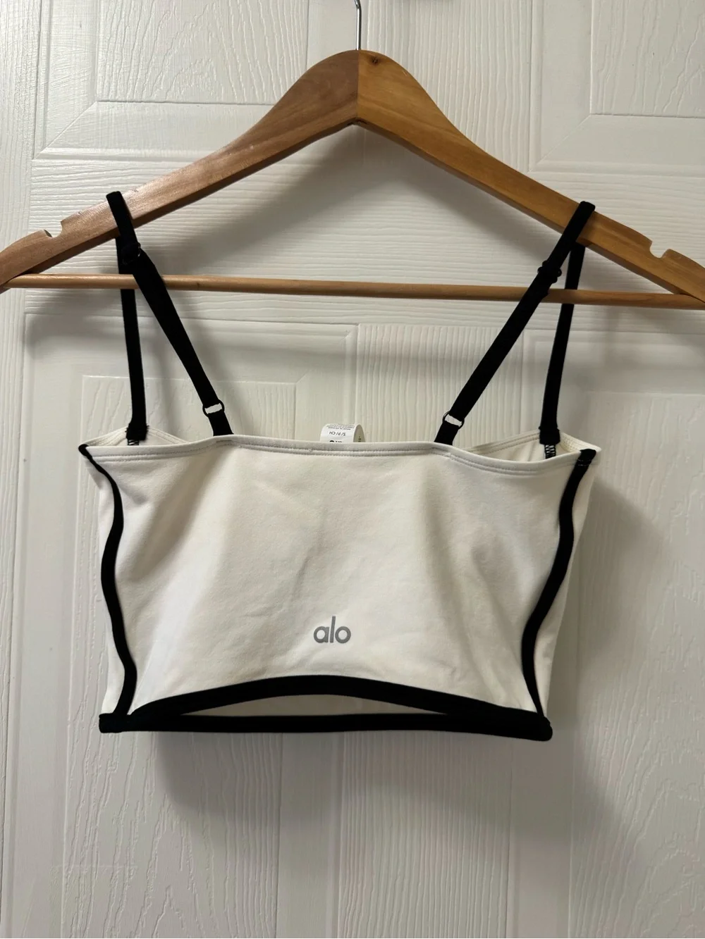 ALO Yoga White Tank with Black Strap Detail